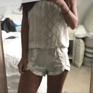Alexis Snakeskin Strapless Romper